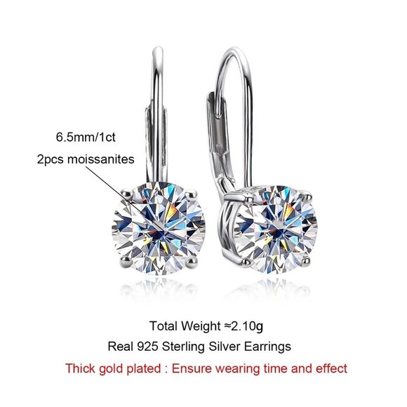 Certified 2ct. t.w. Moissanite Diamond Dangle Drop Earrings NEW - Picture 4 of 11